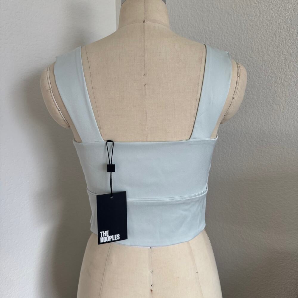 The Kooples | NWT Baby Blue Button Detail Crop Top size 1/S - Picture 3 of 11